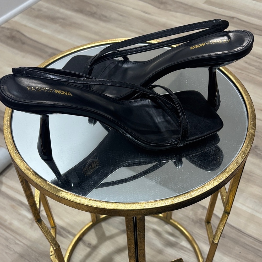 Fashion Nova Sleek Black Heeled Sandals